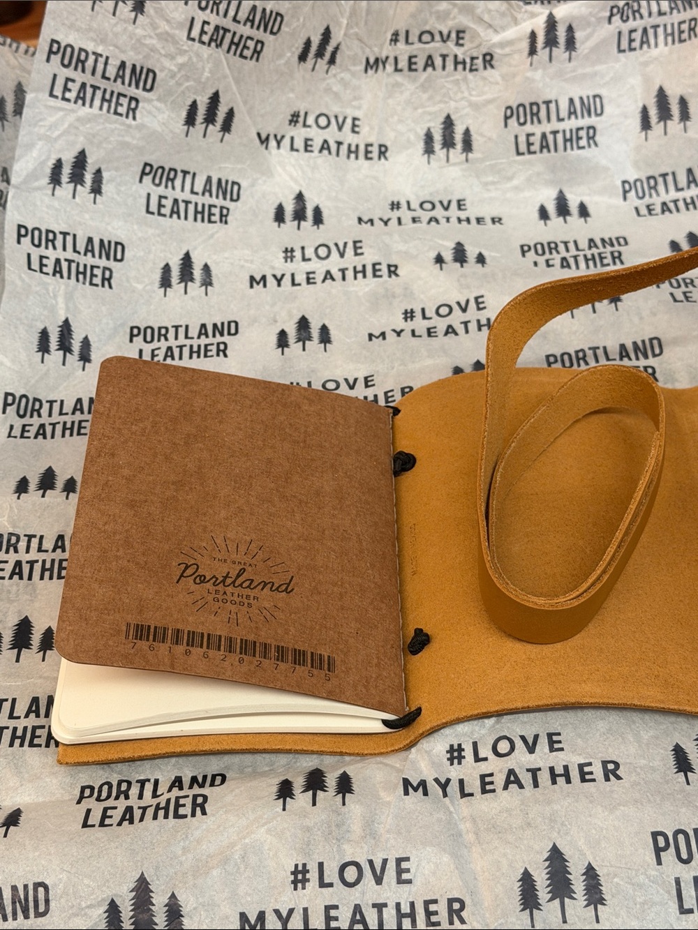 New Unused Portland Leather Small Wrapped Leather Journal in Mango - Picture 3 of 4